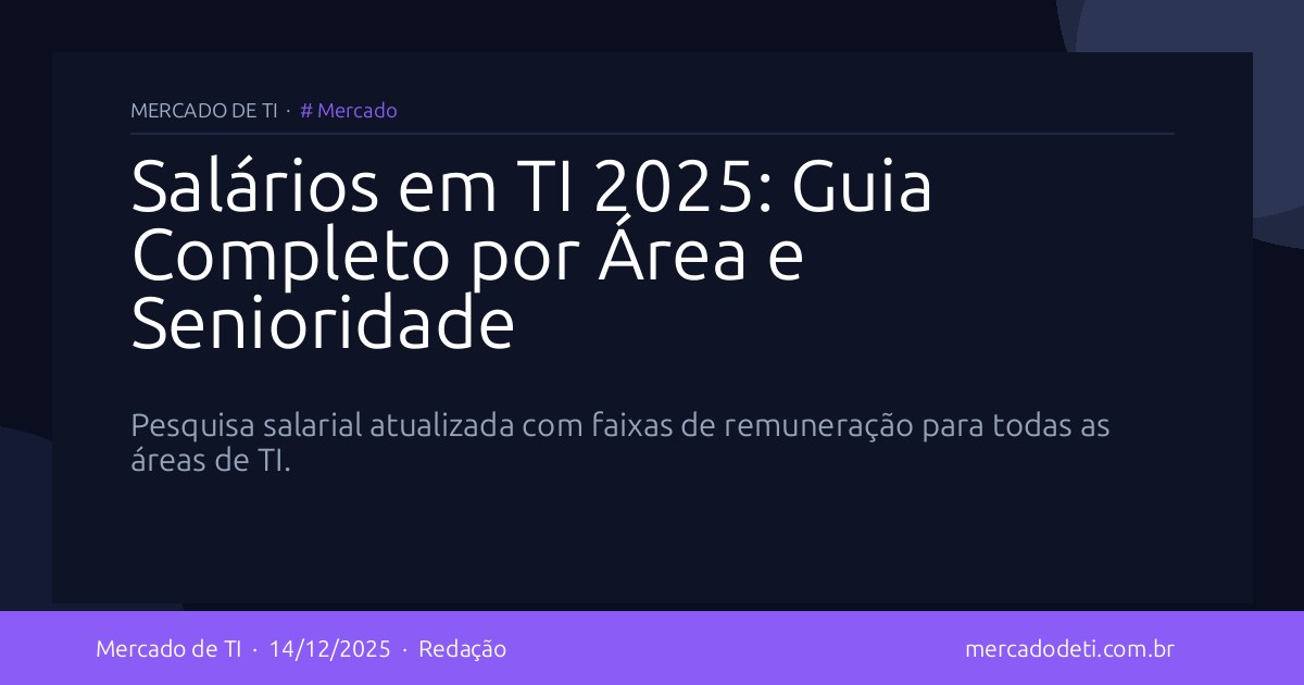 Salários em TI 2025: Guia Completo por Área e Senioridade