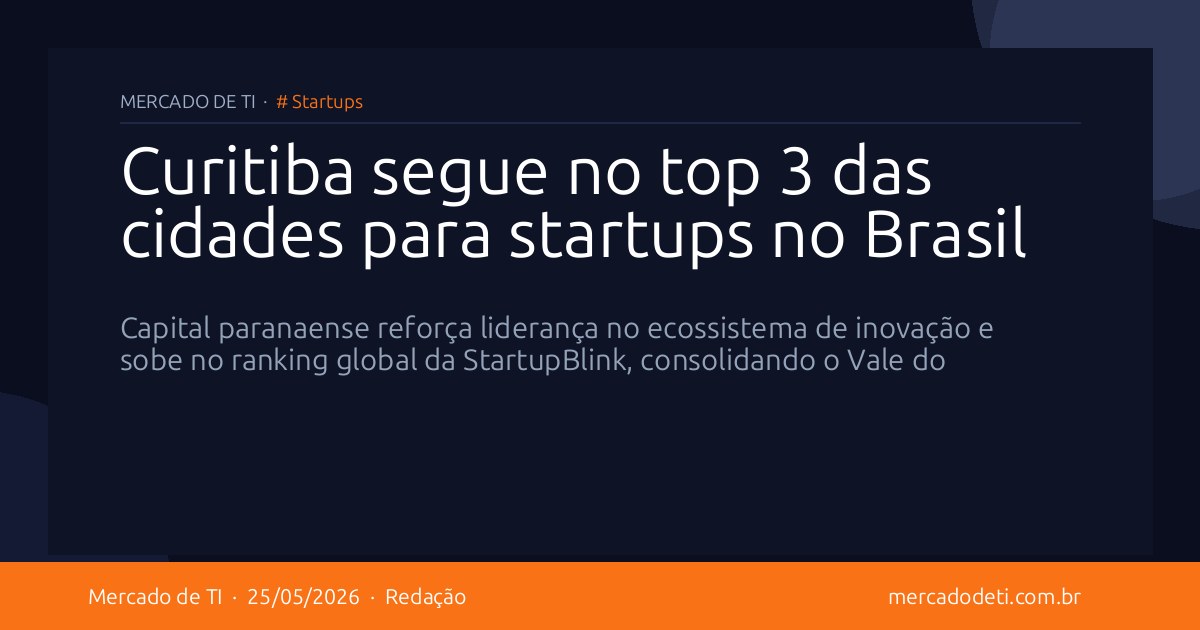 Vista panorâmica da cidade de Curitiba, polo de inovação e startups no Brasil.