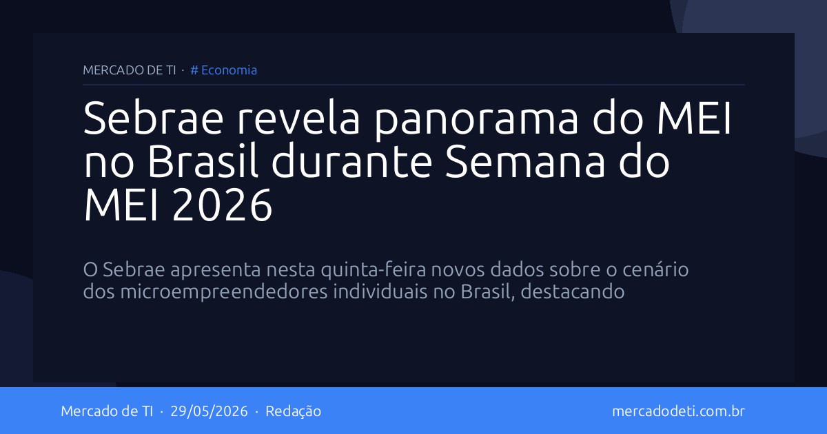 Sebrae revela panorama do MEI no Brasil durante Semana do MEI 2026