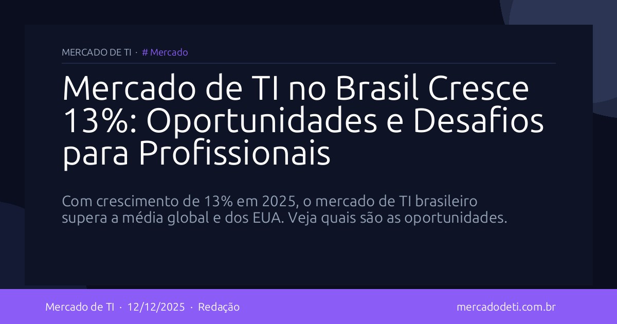 Mercado de TI no Brasil Cresce 13%: Oportunidades e Desafios para Profissionais