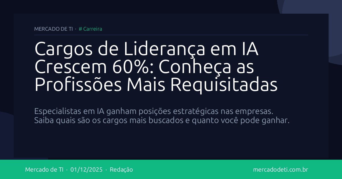 Cargos de Liderança em IA Crescem 60%: Conheça as Profissões Mais Requisitadas