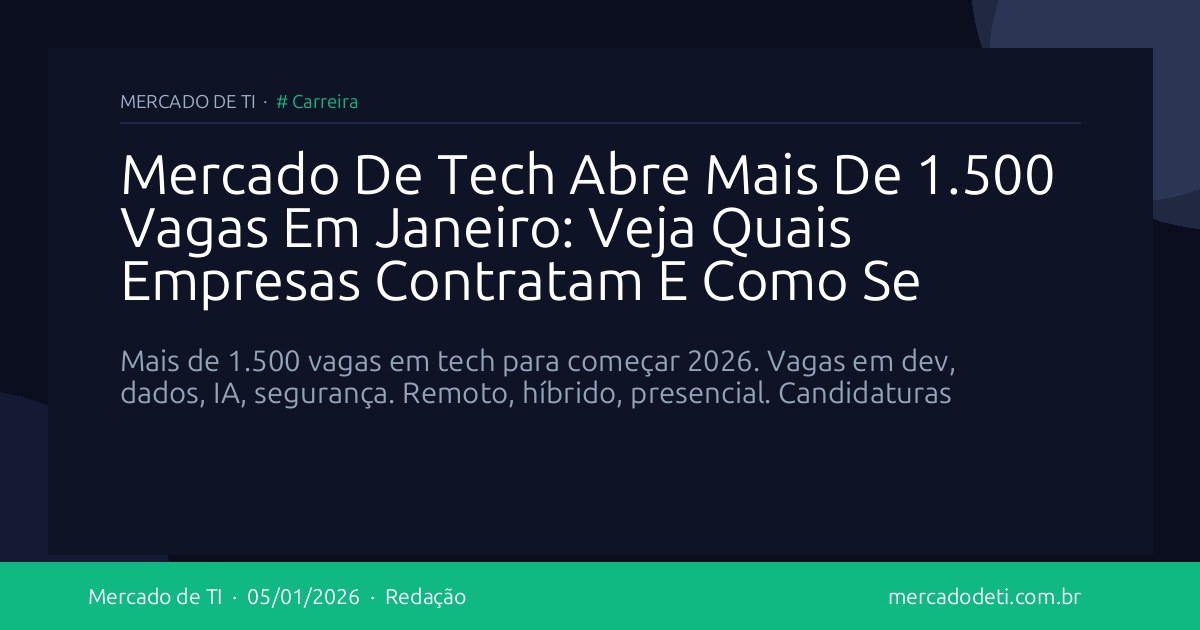 Mercado De Tech Abre Mais De 1.500 Vagas Em Janeiro: Veja Quais Empresas Contratam E Como Se Candidatar