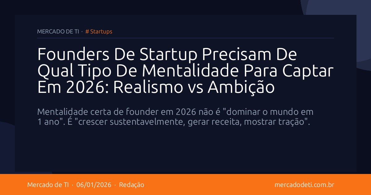 Founders De Startup Precisam De Qual Tipo De Mentalidade Para Captar Em 2026: Realismo vs Ambição