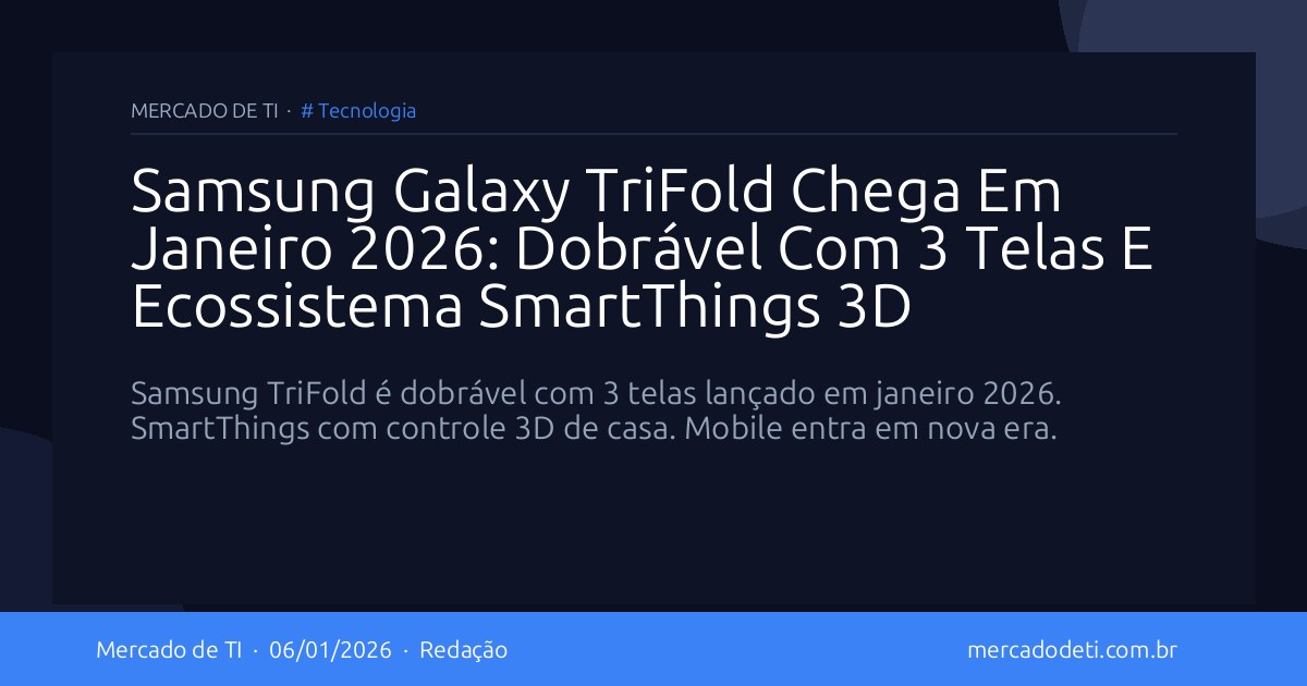 Samsung Galaxy TriFold Chega Em Janeiro 2026: Dobrável Com 3 Telas E Ecossistema SmartThings 3D