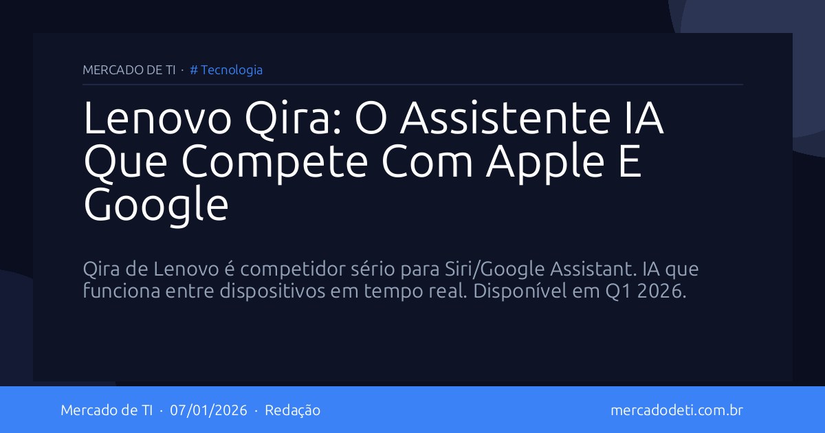 Lenovo Qira: O Assistente IA Que Compete Com Apple E Google