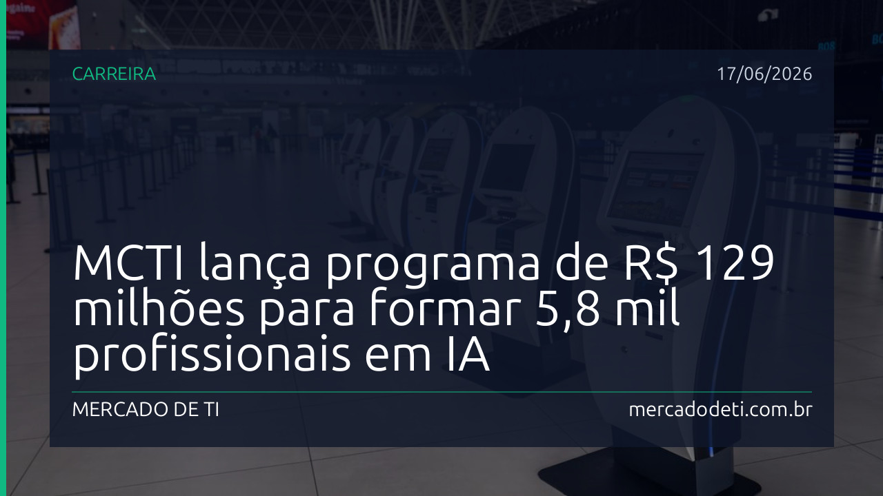 MCTI lança programa de R$ 129 milhões para formar 5,8 mil profissionais em IA