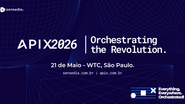 Logotipo do evento APIX 2026 com elementos gráficos representando conexões digitais e inteligência artificial.