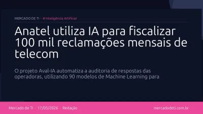 Infográfico representando inteligência artificial analisando dados de telecomunicações