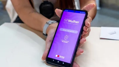 Interface do aplicativo SP Mulher Segura em smartphone