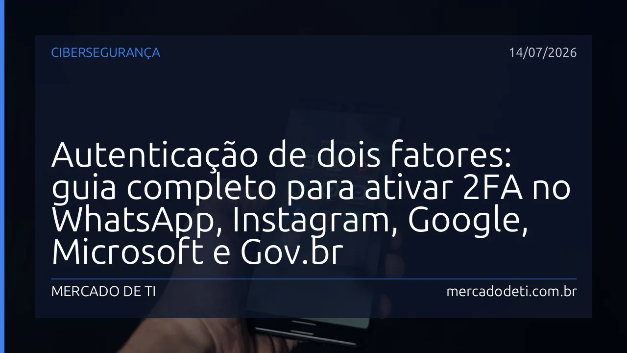 Ilustração de um smartphone exibindo tela de autenticação de dois fatores com código de verificação e ícones de serviços digitais ao redor