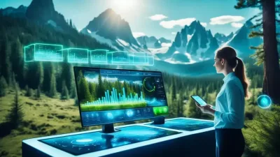 Equipamentos de tecnologia sendo utilizados em monitoramento ambiental e pesquisa científica climática.