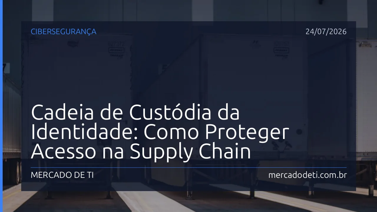 Homem analisando fluxograma digital de conexões e identidades na supply chain, representando a cadeia de custódia da identidade.