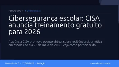 Painel digital ilustrando proteção de redes e cibersegurança escolar.
