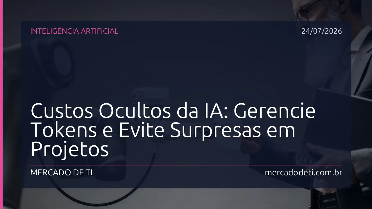 Um gráfico abstrato de crescimento de custos e tokens de IA, com elementos visuais de dados e processamento, representando a complexidade da gestão financeira em projetos de inteligência artificial.