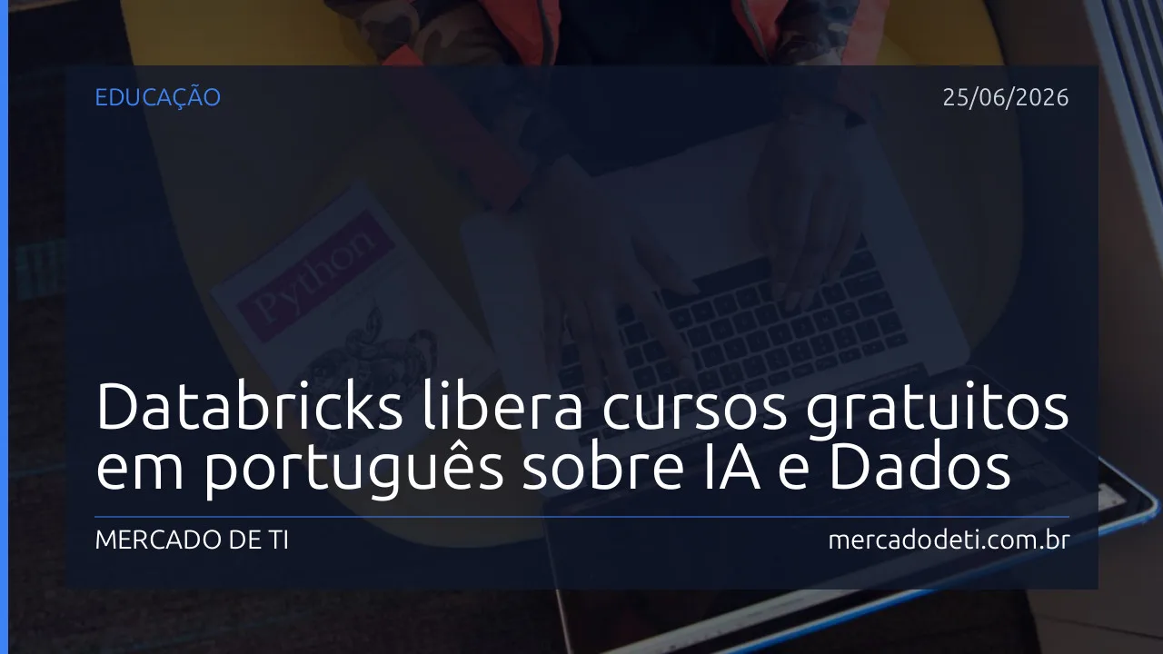 Tela de computador exibindo a plataforma de cursos da Databricks focada em engenharia de dados e IA
