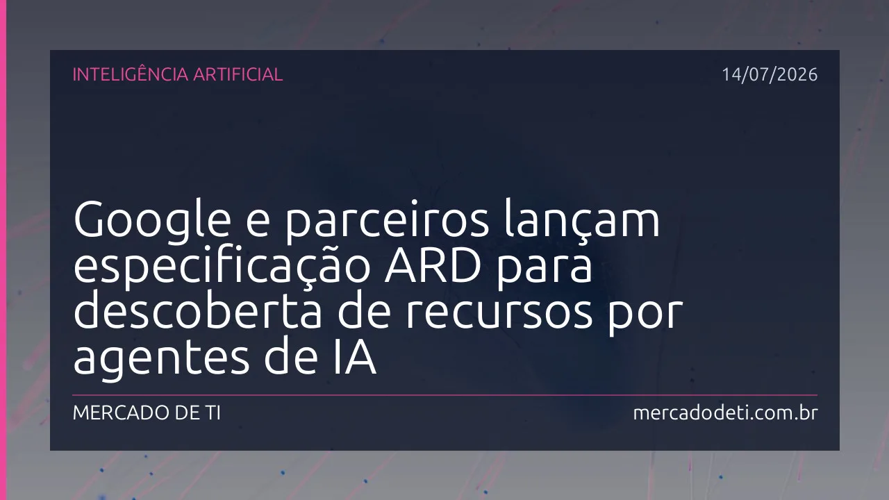 Ilustração conceitual de agentes de IA descobrindo recursos através de uma rede de catálogos e registros