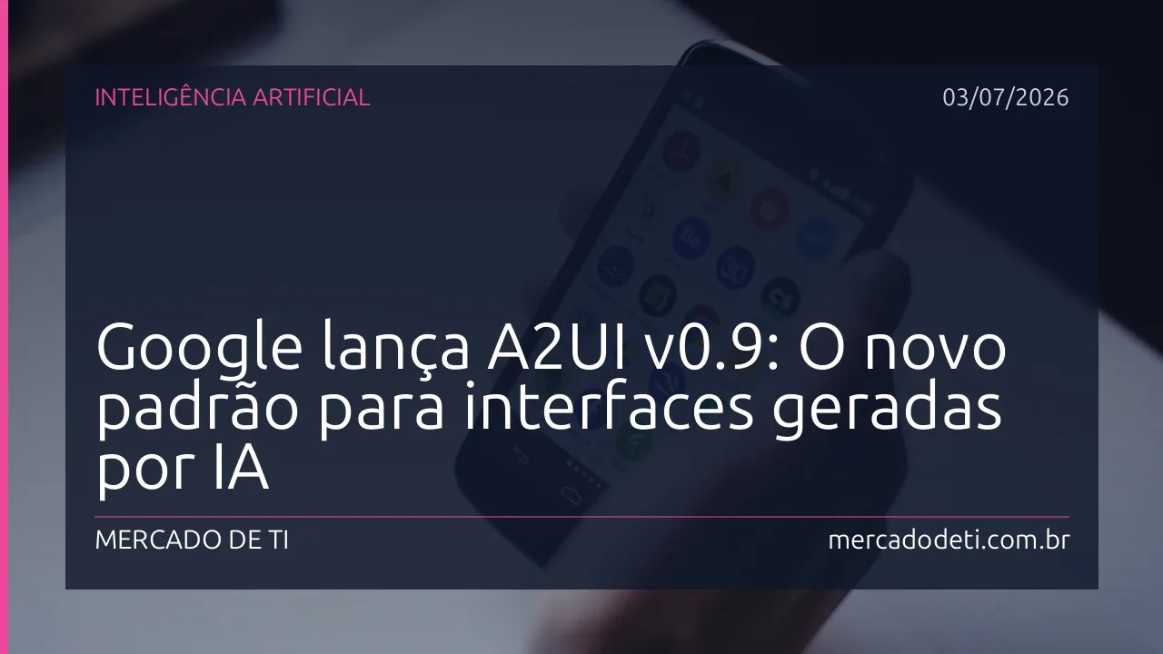 Interface de desenvolvimento com código A2UI sendo processado por um agente de IA