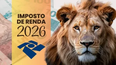 Leão simbolizando imposto de renda 2026.