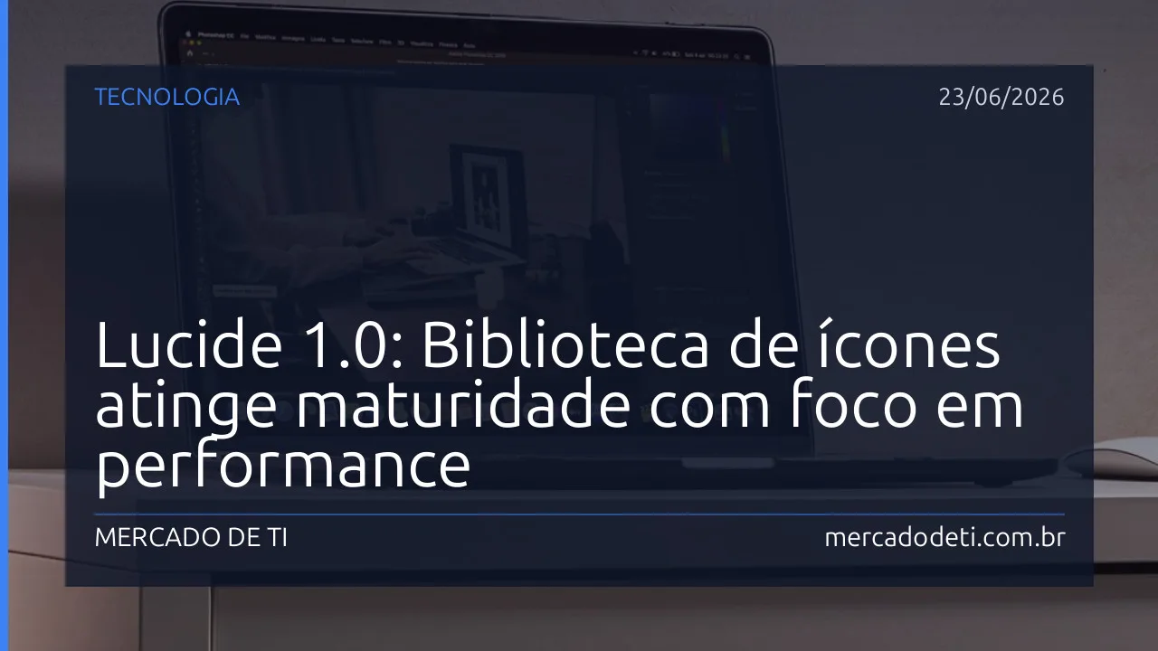 Ilustração técnica mostrando a evolução da biblioteca de ícones Lucide para a versão 1.0