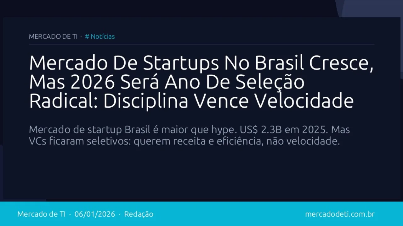 Mercado De Startups No Brasil Cresce, Mas 2026 Será Ano De Seleção Radical: Disciplina Vence Velocidade