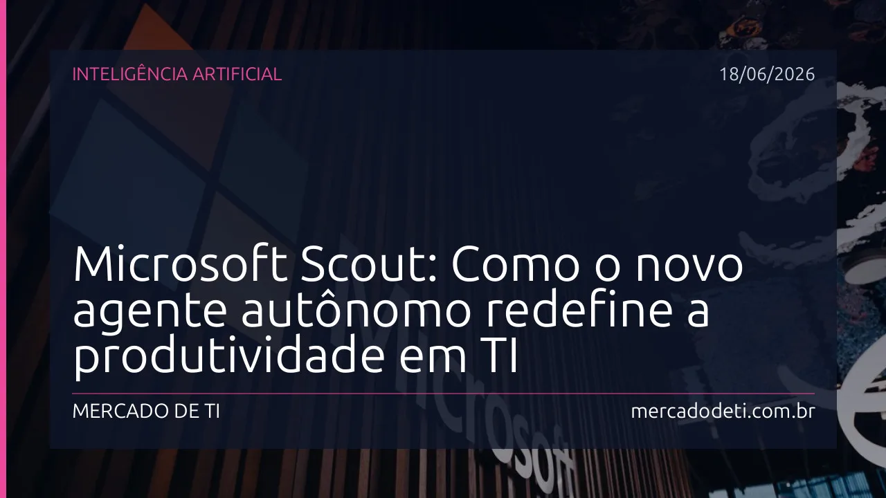 Interface conceitual do Microsoft Scout operando fluxos de automação em um ambiente de desenvolvimento