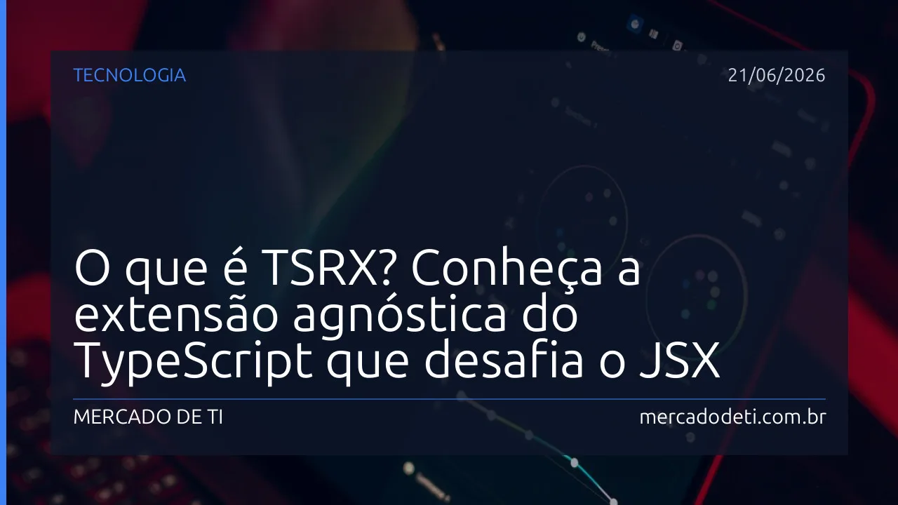 Ilustração conceitual de compilação do TypeScript para diferentes ecossistemas front-end, destacando o logo do TSRX.