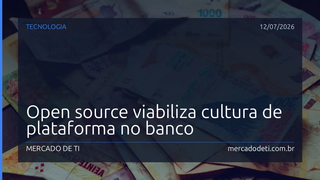 Ilustração representando open source unindo times de TI em uma plataforma cloud native no setor bancário