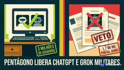 Pentágono libera ChatGPT mil e Grok para 3 milhões de funcionários, mas Claude fica de fora