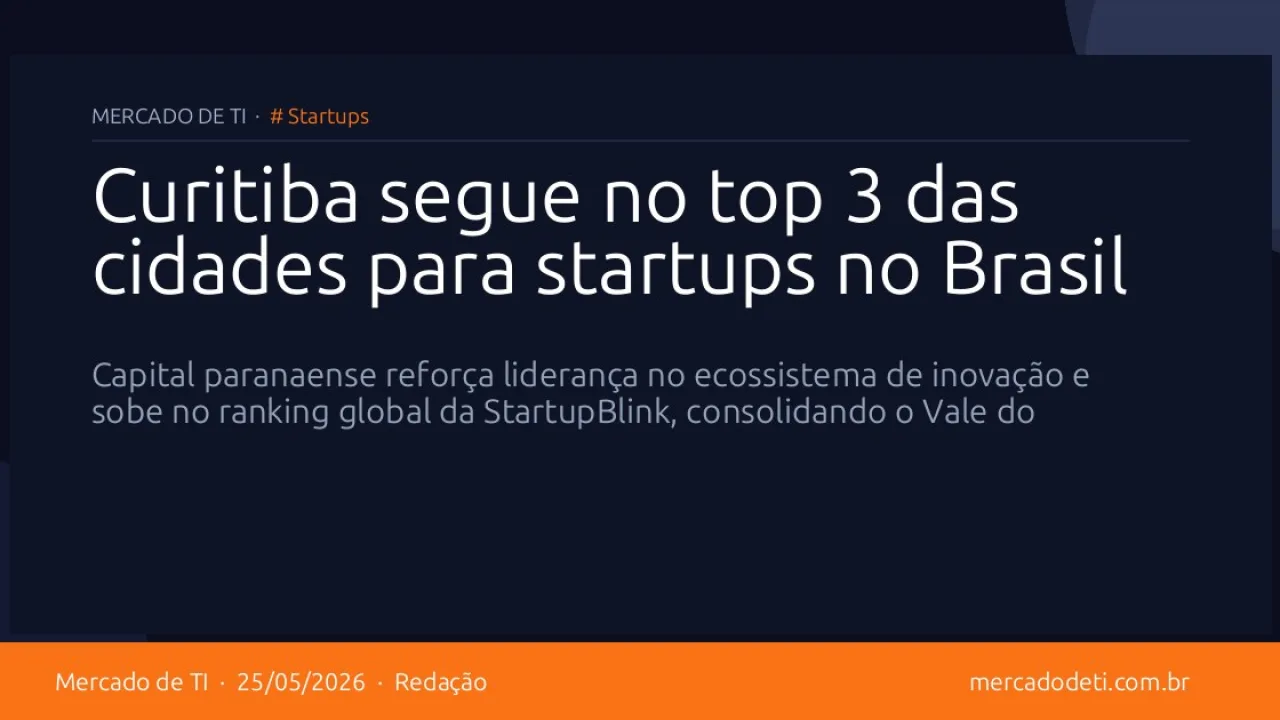Vista panorâmica da cidade de Curitiba, polo de inovação e startups no Brasil.