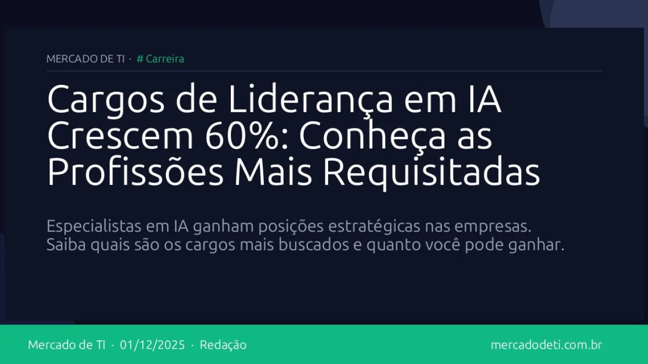 Cargos de Liderança em IA Crescem 60%: Conheça as Profissões Mais Requisitadas