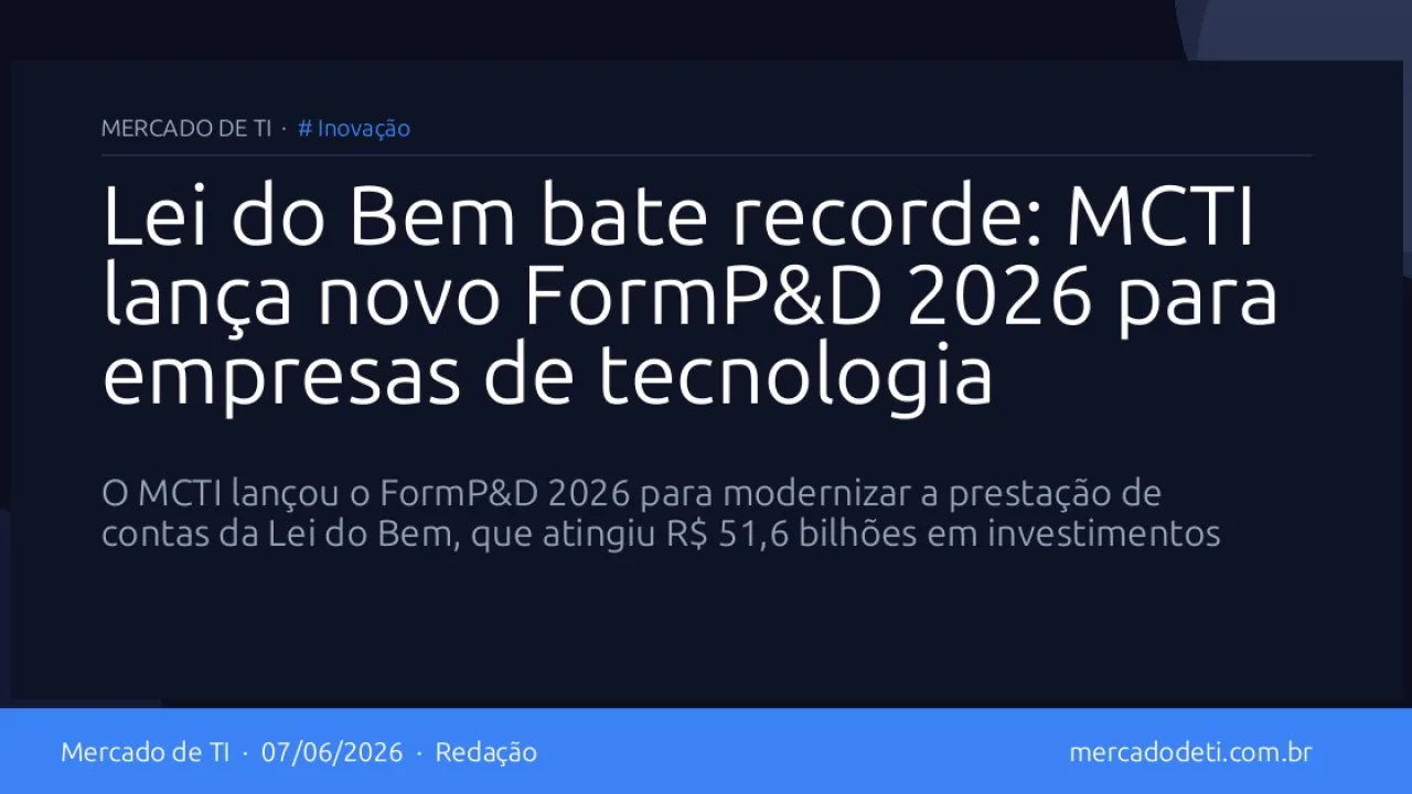 Interface do novo sistema FormP&D do MCTI para gestão da Lei do Bem.
