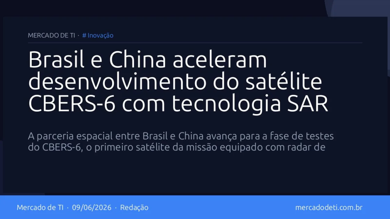 Ilustração técnica do projeto de satélite CBERS-6 em operação espacial