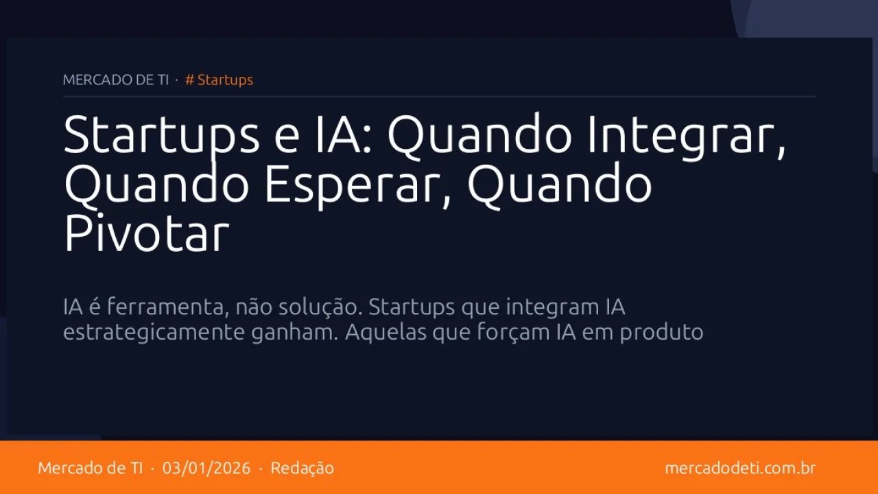 Startups e IA: Quando Integrar, Quando Esperar, Quando Pivotar
