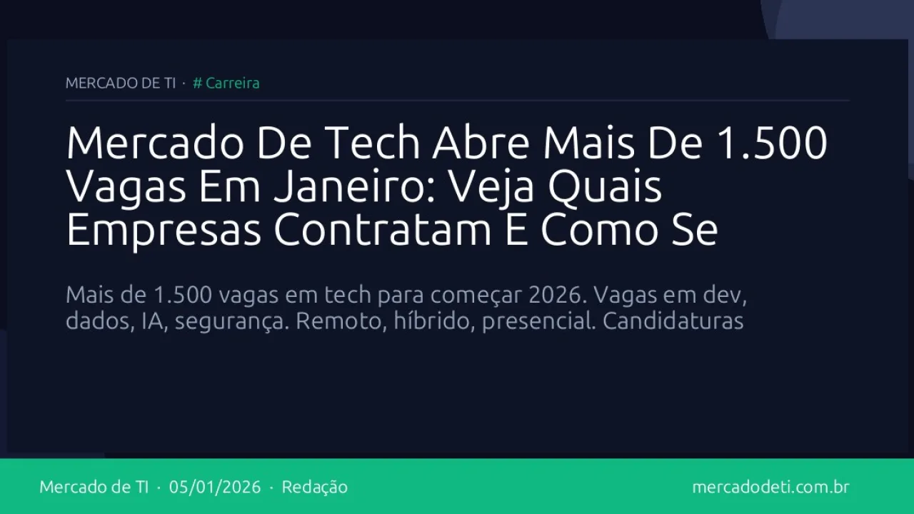 Mercado De Tech Abre Mais De 1.500 Vagas Em Janeiro: Veja Quais Empresas Contratam E Como Se Candidatar