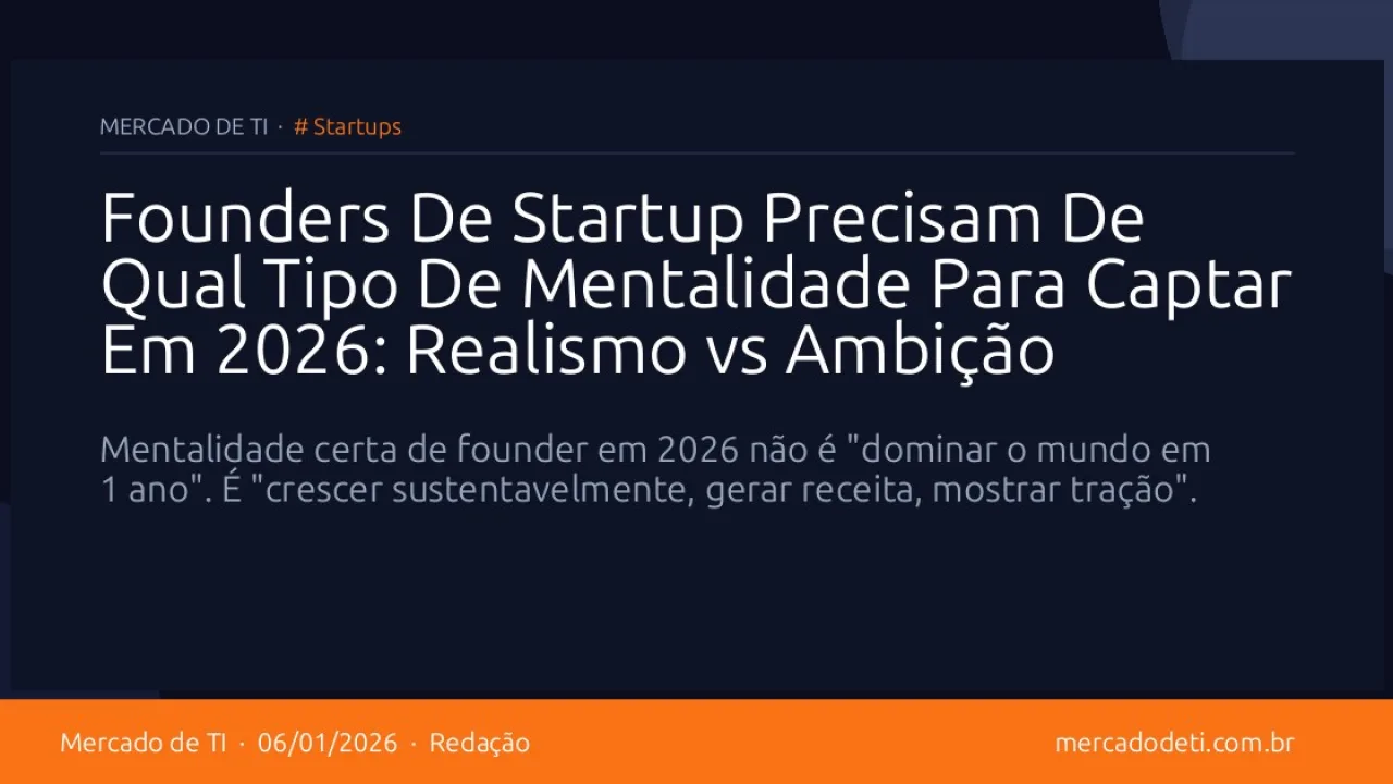 Founders De Startup Precisam De Qual Tipo De Mentalidade Para Captar Em 2026: Realismo vs Ambição