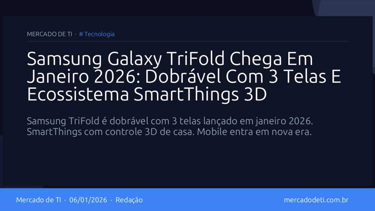 Samsung Galaxy TriFold Chega Em Janeiro 2026: Dobrável Com 3 Telas E Ecossistema SmartThings 3D