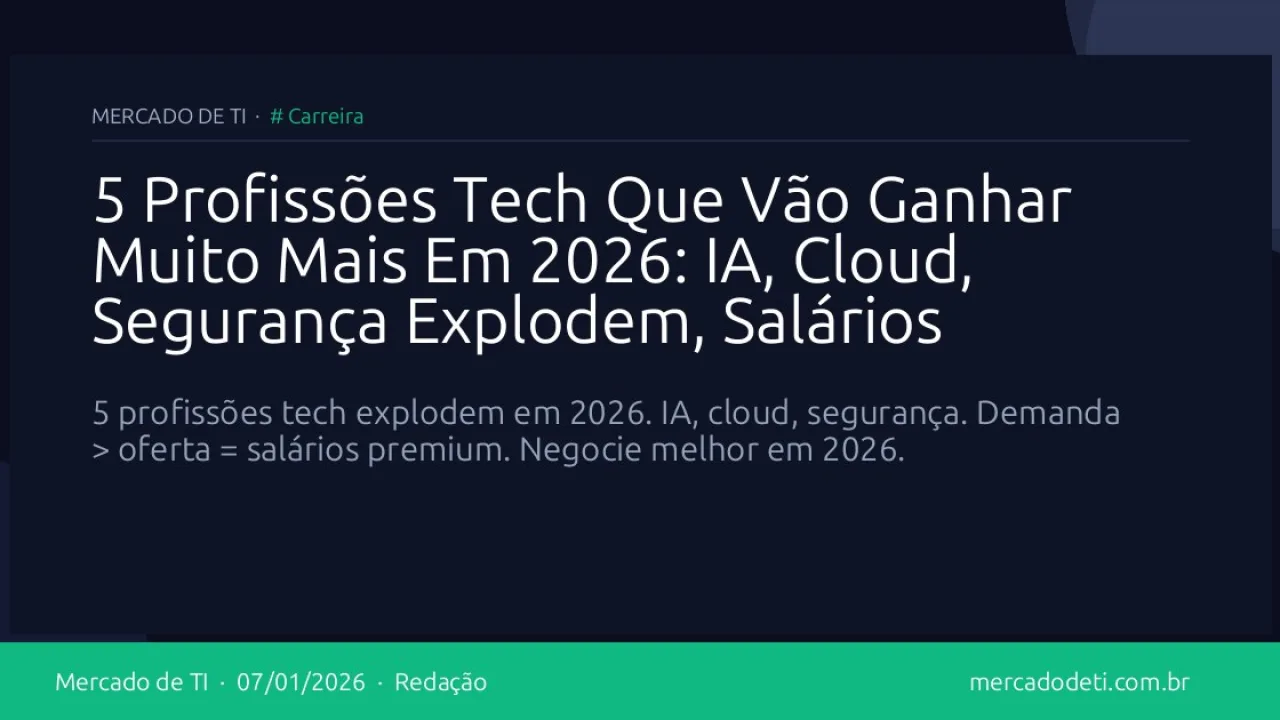 5 Profissões Tech Que Vão Ganhar Muito Mais Em 2026: IA, Cloud, Segurança Explodem, Salários Acompanham
