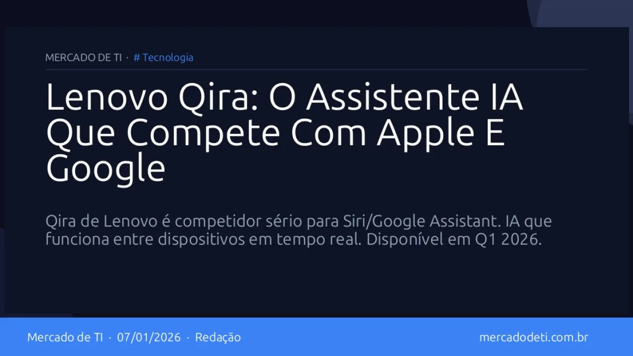 Lenovo Qira: O Assistente IA Que Compete Com Apple E Google