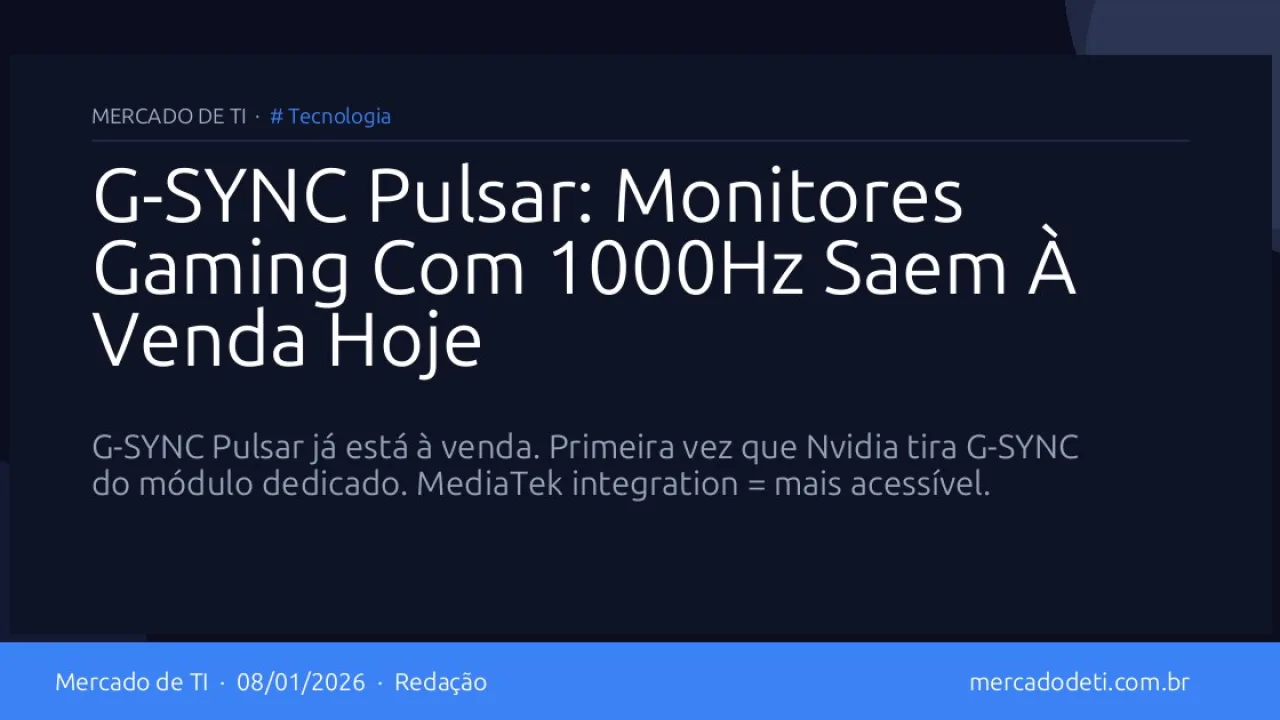 G-SYNC Pulsar: Monitores Gaming Com 1000Hz Saem À Venda Hoje