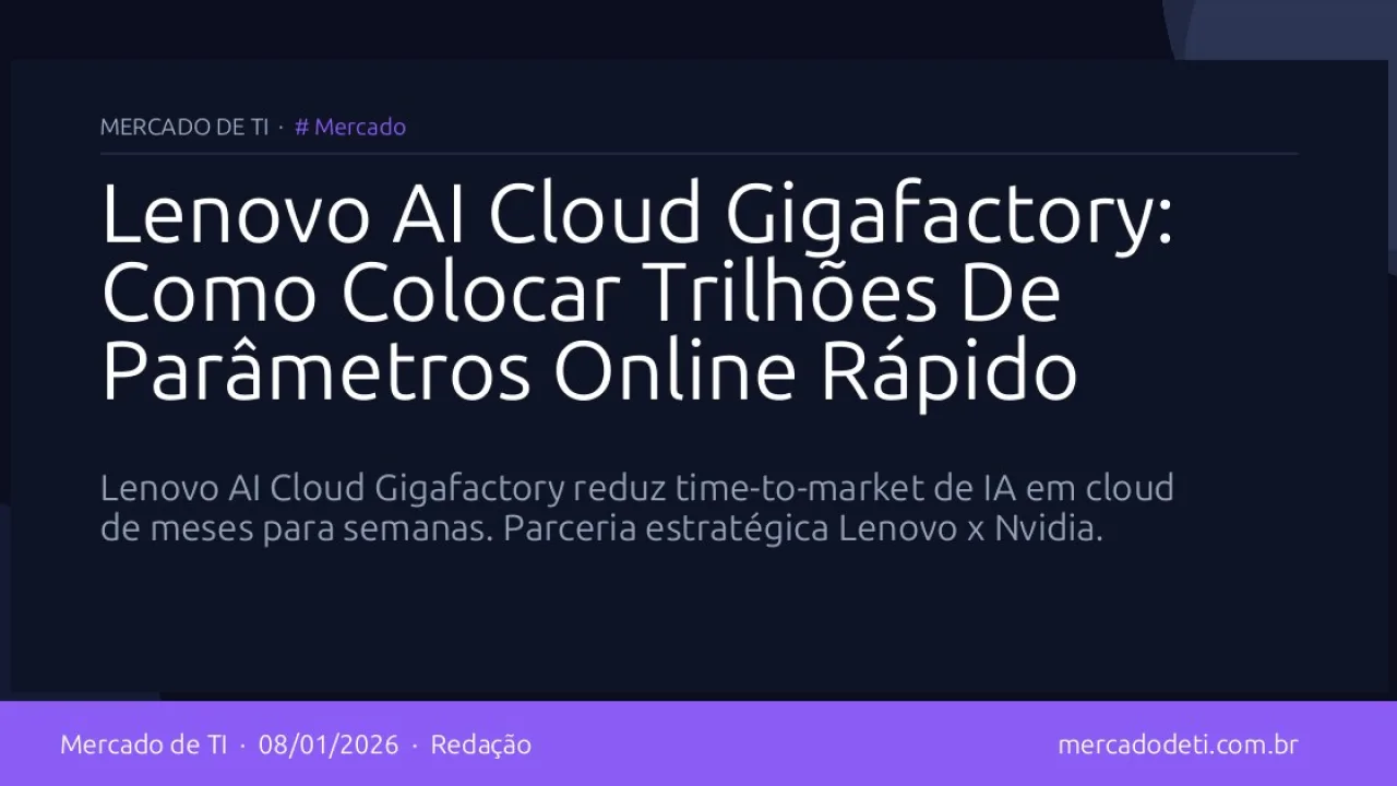 Lenovo AI Cloud Gigafactory: Como Colocar Trilhões De Parâmetros Online Rápido