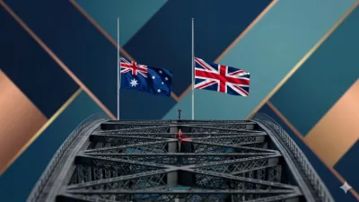 Conexão digital simbolizando a parceria entre Reino Unido e Austrália em segurança de IA