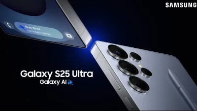 Smartphone Samsung Galaxy S25 Ultra Titanium Black em exibição