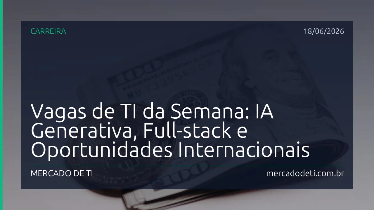 Montagem de telas de código e interfaces de IA representando vagas de TI no Brasil