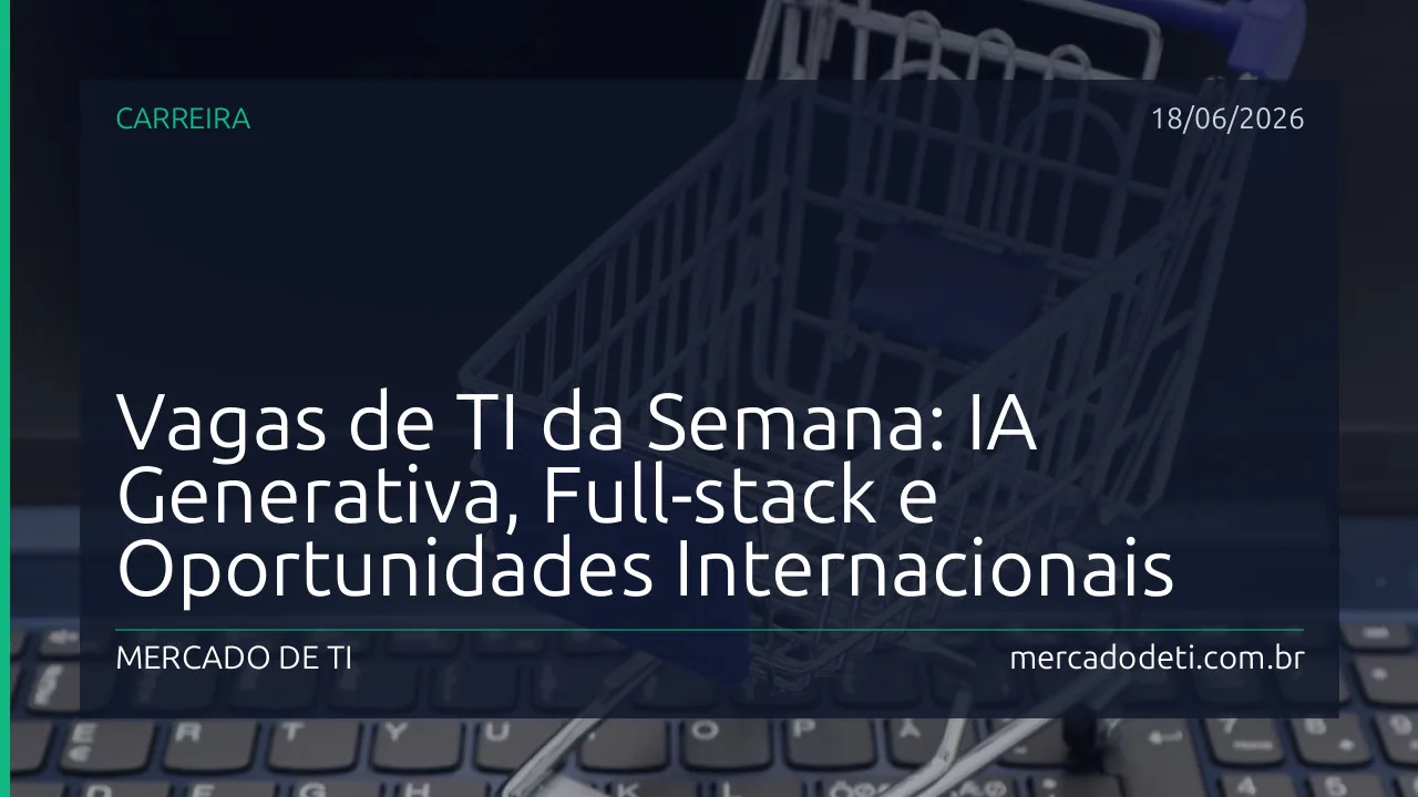 Montagem de telas de código e interfaces de IA representando vagas de TI no Brasil