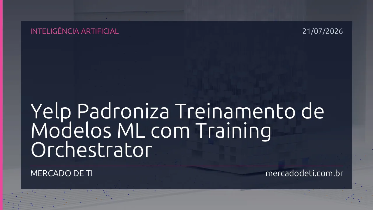 Diagrama conceitual do Training Orchestrator do Yelp mostrando fluxo de ML